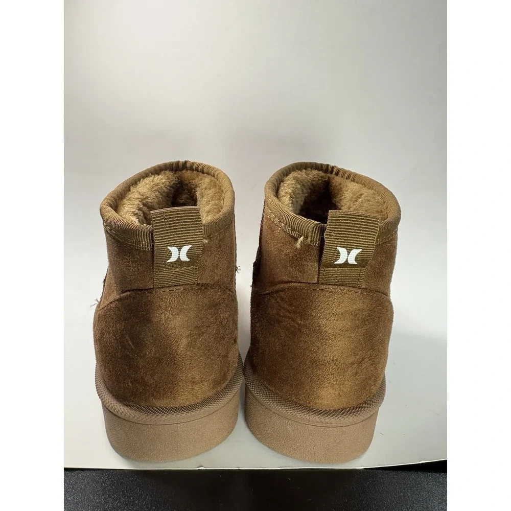 Hurley Mako Mini Boots Youth Size 4 Chestnut Faux Suede Fleece Lining Casual